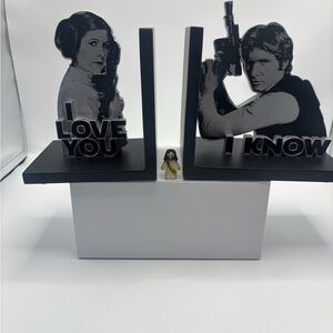 Hallmark Star Wars, Princess Leia, Han Solo book ends. Collectible.